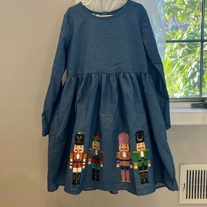 New with Tags Mia Belle Girls denim Holiday Nutcracker dress
